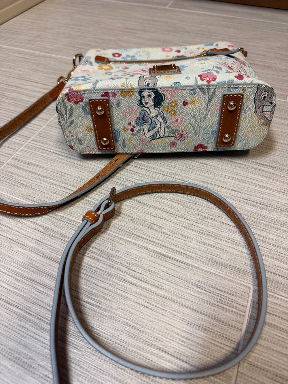 Dooney & Bourke Floral Crossbody in Light Blue and Tan - Picture 6 of 6